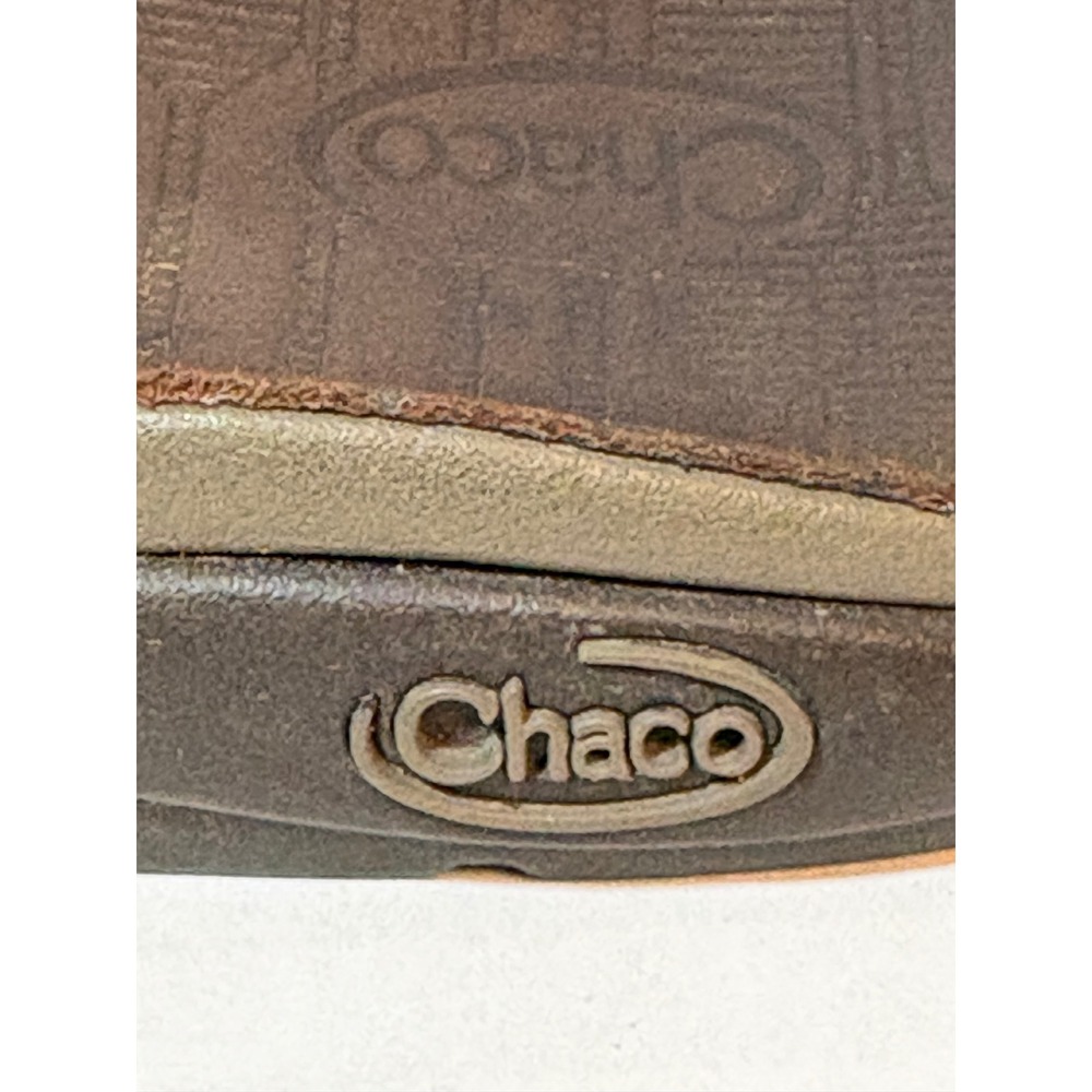 Chaco Women Brown Leather Red Webbing Thong Sandals Flip Flops Size 8